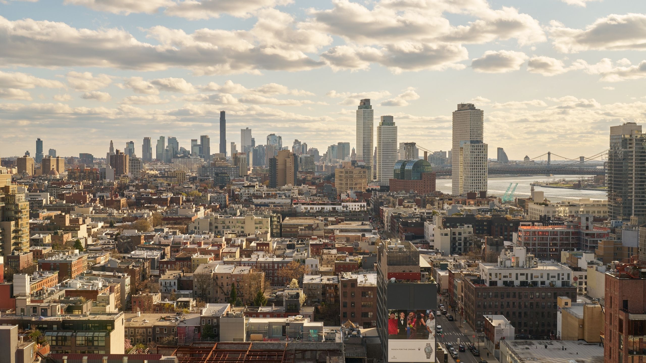 Brooklyn skyline under cloudy sky