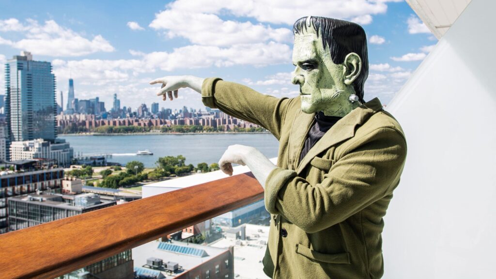Frankenstein points to the views from his private balcony at The William Vale.