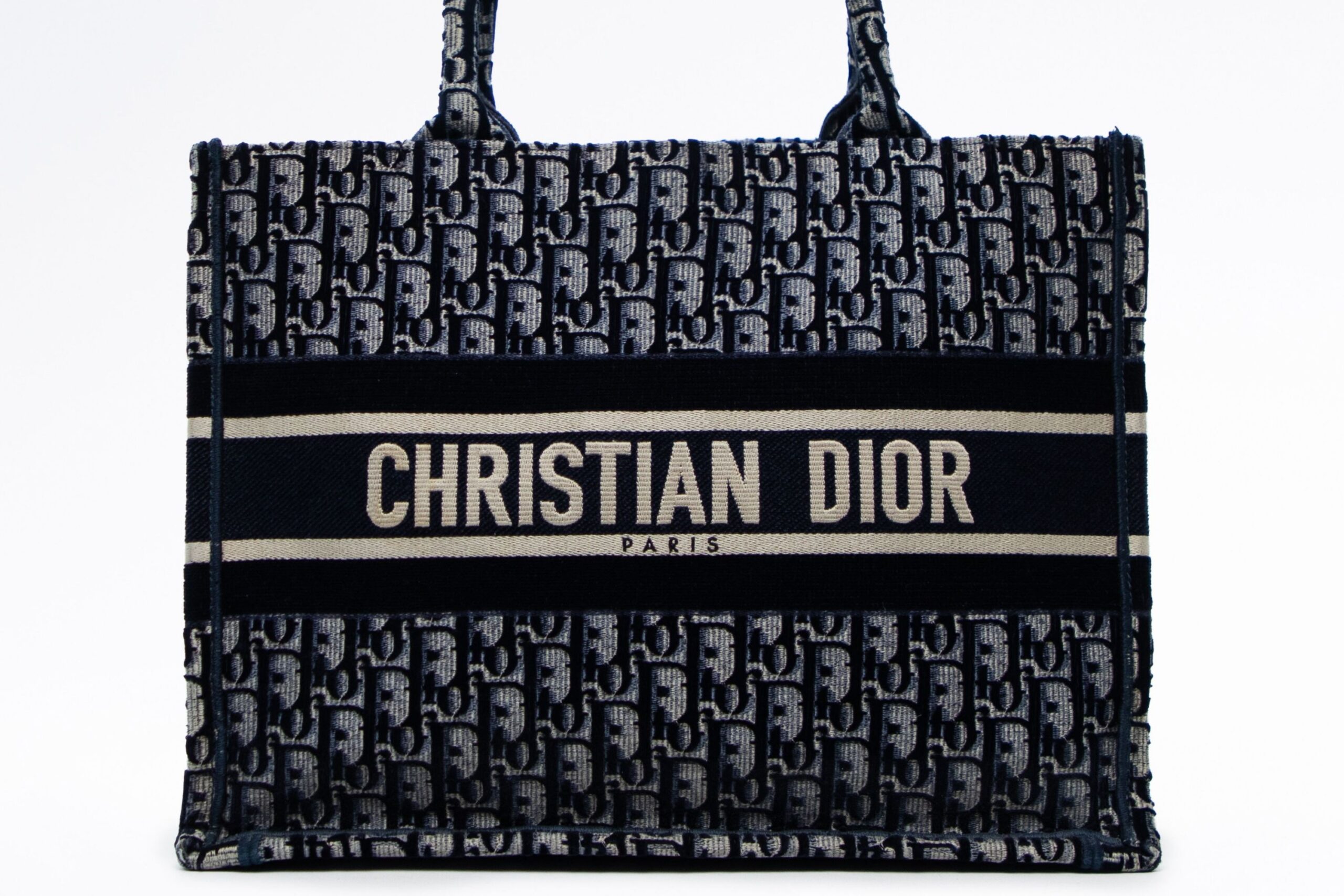 Christian Dior Velvet Oblique Medium Book Tote Blue