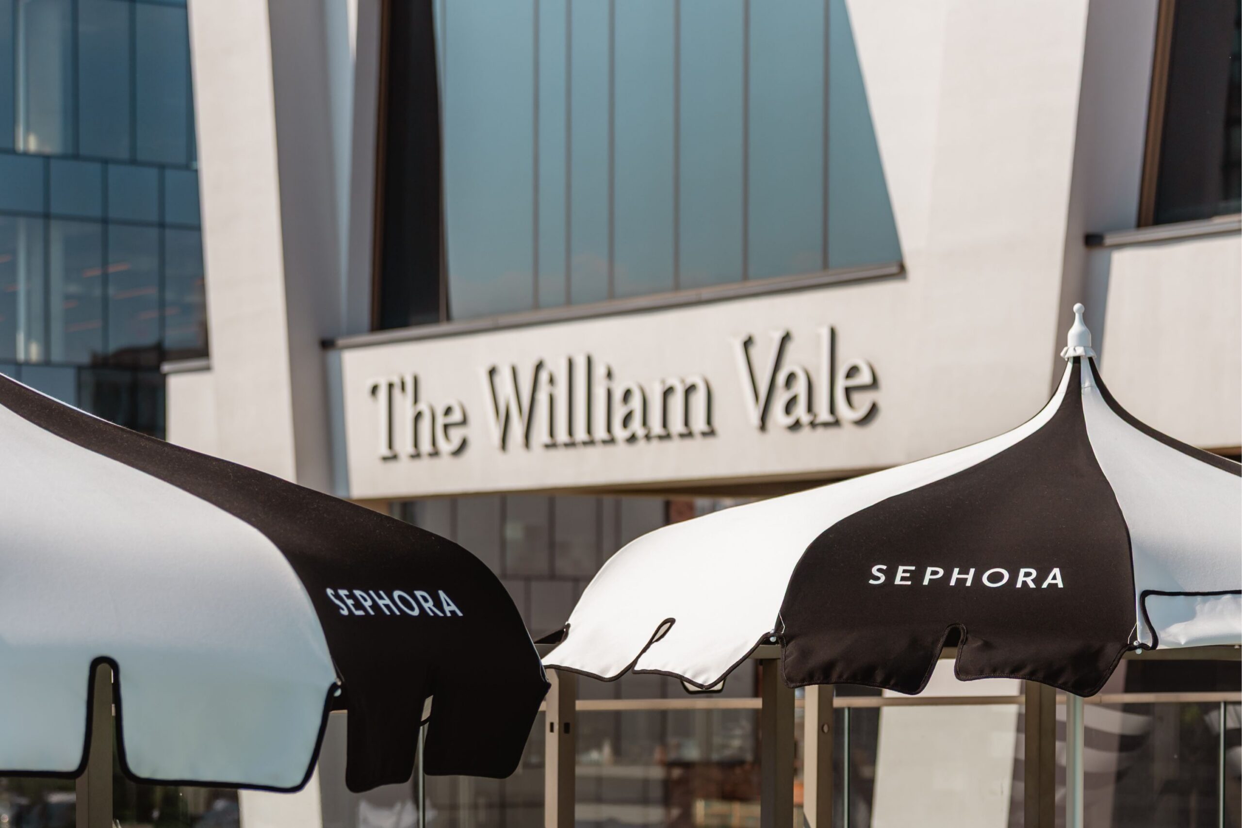 The William Vale sign with Sephora umbrellas