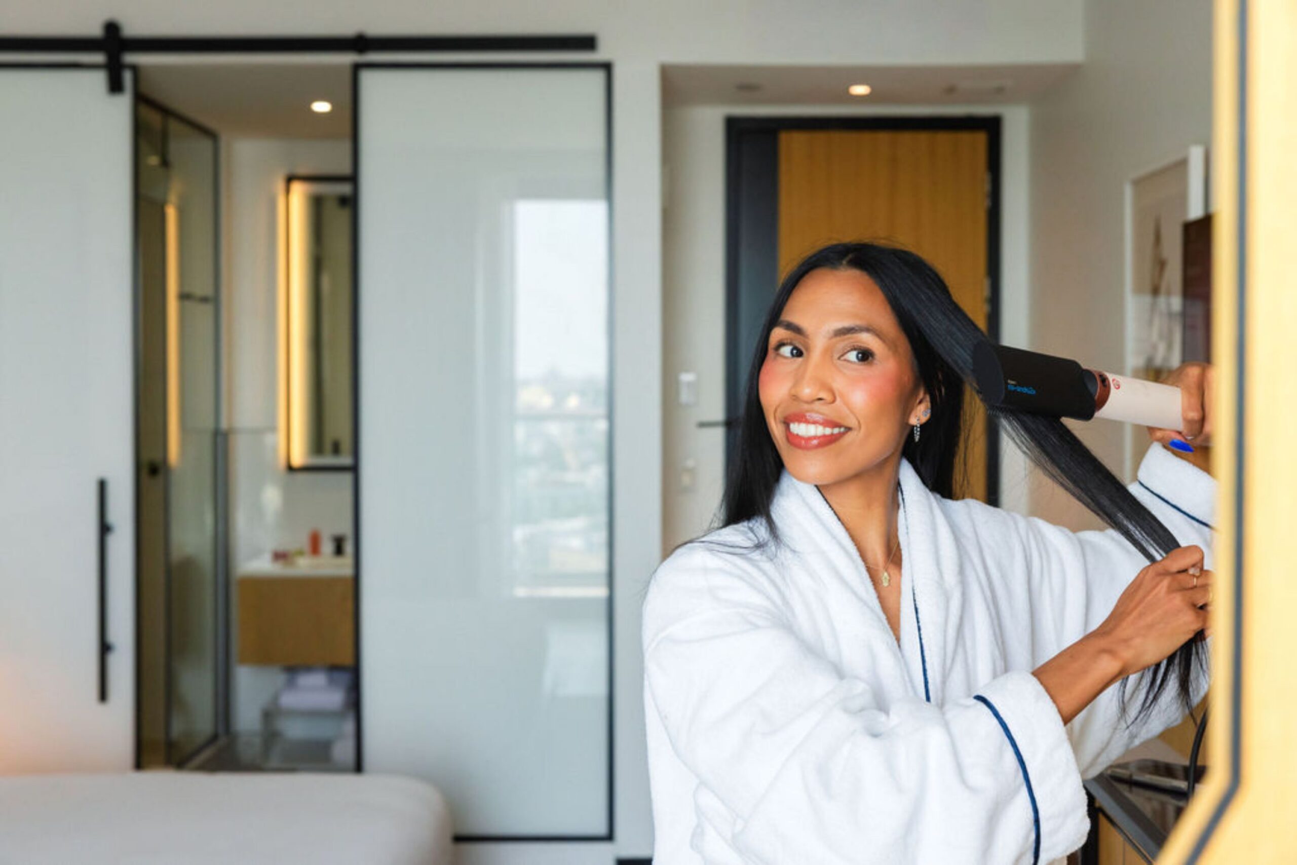 Guest styles hair using item from Sephora Beauty Library.