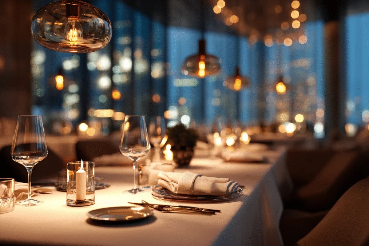 romantic table setting for couples at evening